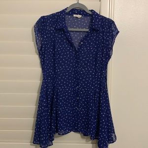 Anthropologie (Meadow Rue) Blue Hearts Sheer Tunic
